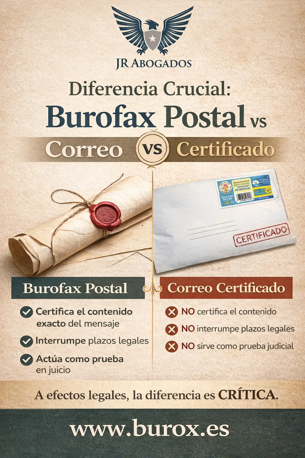Diferencia entre un burofax postal y un correo certificado